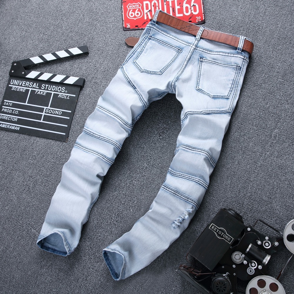 Mens Skinny Jean Distressed Slim Elastic Jeans Denim Biker Jeans Hip hop Pants Washed Ripped Jeans plus size 28-42,YA558 201223