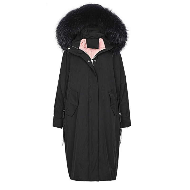 Goose Down Jacket Women Medium and Long New Fashion Style Korean Parkas Loose Collar Thickened Warm Wholesale 201019