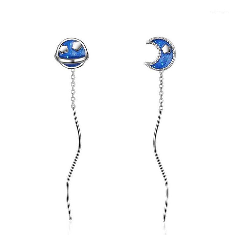 Fashion Women 925 Silver Bule Enamel Cute Star Planet Chain Tassel Stud Earrings For Girl Lady Sweet Party Earring Jewelry EH299, Golden;silver
Fashion Women 925 Silver Bule Enamel Cute Star Planet Chain Tassel Stud Earrings For Girl Lady Sweet Party Earring Jewelry EH299, Golden;silver