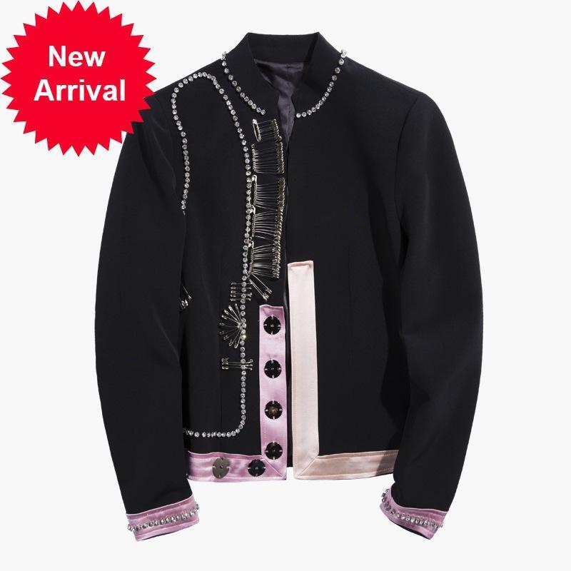 Runway 2021 New Female Brand Winter Luxury Drills Hand-sewn Satin Jackets with Long Sleeves the Black Neck Shreds Fashion Jacket R71R, Beige
Runway 2021 New Female Brand Winter Luxury Drills Hand-sewn Satin Jackets with Long Sleeves the Black Neck Shreds Fashion Jacket R71R, Beige