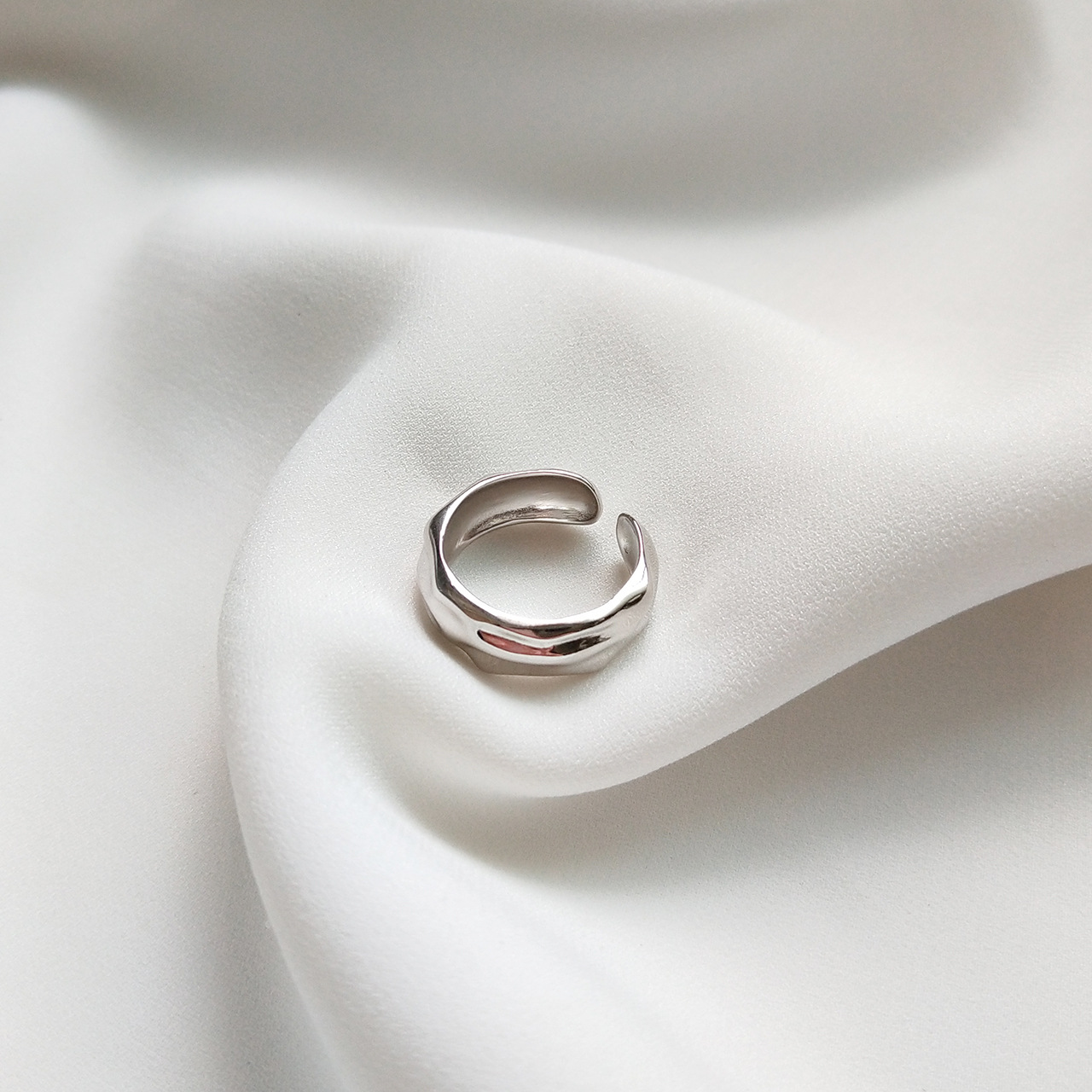 New minimalism 925 sterling silver vintage jewelry handmade hammered texture designer adjustable rings open rings for women
