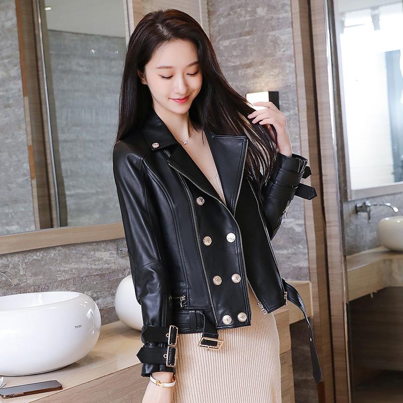 2021 Women's Leather Jacket 100% Real Sheepskin Coat Female Motorcycle Coats and Jackets Women Spring Autumn Femme Veste Pph3427, Black
2021 Women's Leather Jacket 100% Real Sheepskin Coat Female Motorcycle Coats and Jackets Women Spring Autumn Femme Veste Pph3427, Black