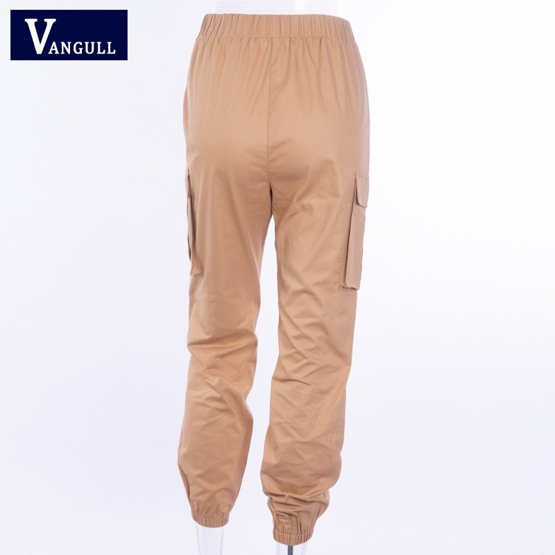 Vangull High Waist Pants Women Side Big Pocket Long Pants New Spring Fashion Female Loose Cargo Pant Casual Sweatpants 201106
