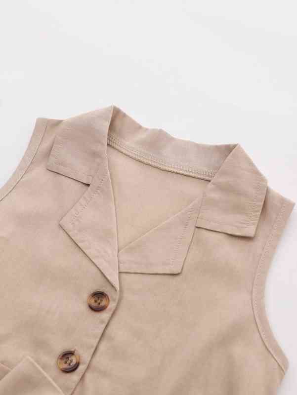 Baby Girl Half Button Belted Romper SHE