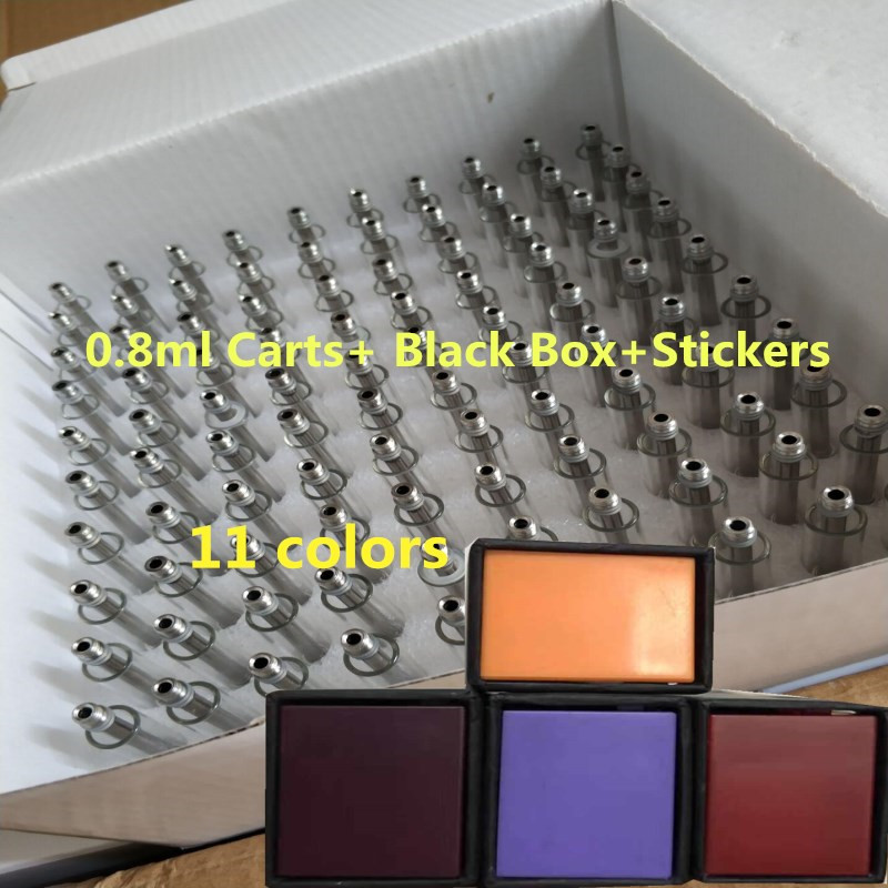 E Vape Cartridges Packaging Black 0.8ml Vape Carts 1.6mm intake 510 Vaporizer Pen Vape Cartridge Glass Tank Thick Oil Empty Atomizers11 colors
E Vape Cartridges Packaging Black 0.8ml Vape Carts 1.6mm intake 510 Vaporizer Pen Vape Cartridge Glass Tank Thick Oil Empty Atomizers11 colors