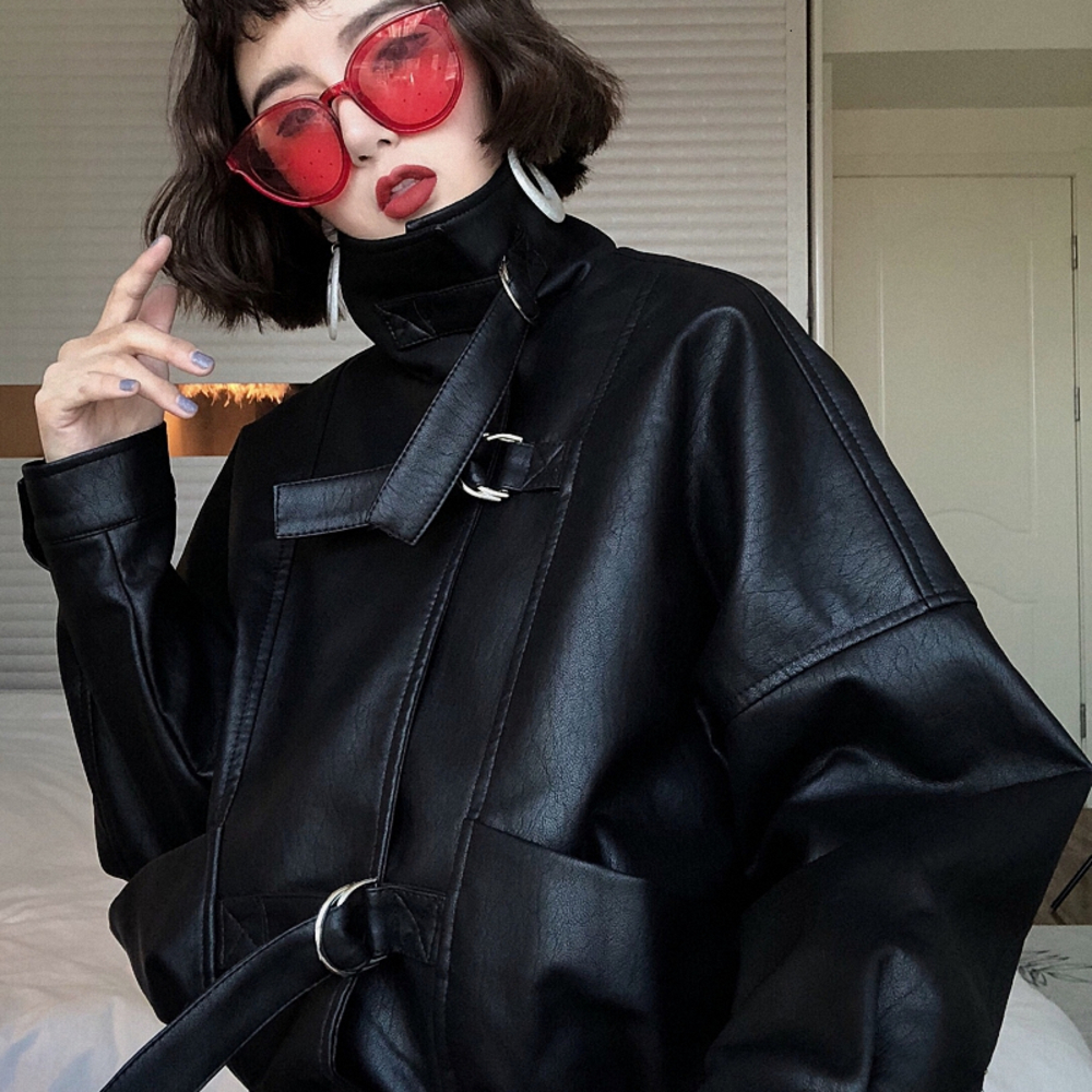 Oversize Women Faux Batwing Sleeve Moto Biker Short Zipper PU black Jacket Spring Street Leather Coat PY102, Tan;black
Oversize Women Faux Batwing Sleeve Moto Biker Short Zipper PU black Jacket Spring Street Leather Coat PY102, Tan;black