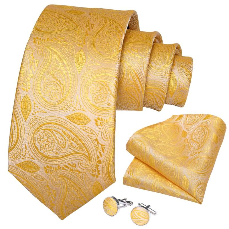 Silk Men Tie Yellow Solid Paisley Wedding Tie for Men Handky cufflink Set DiBanGu Designer Party Business Fashion SJT-7287
Silk Men Tie Yellow Solid Paisley Wedding Tie for Men Handky cufflink Set DiBanGu Designer Party Business Fashion SJT-7287