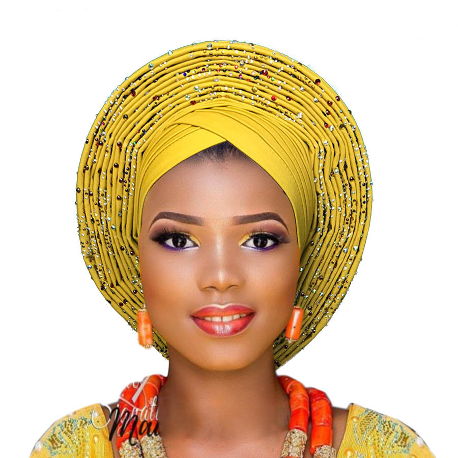 Auto gele aso oke headtie for aso ebi ready to wear headtie gele LJ201026