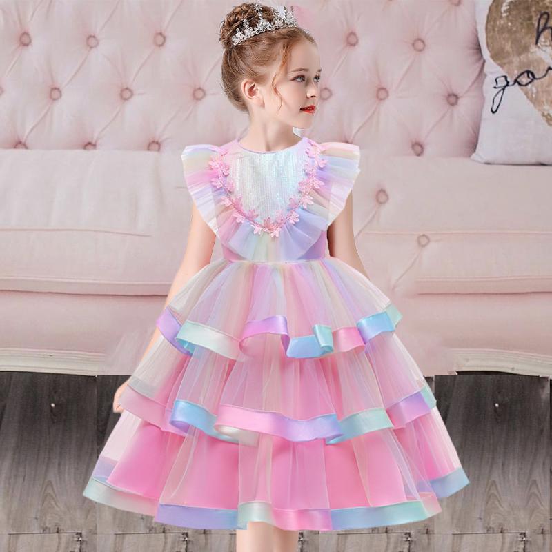 Girl's Dresses Summer Cake Rainbow Girls Dress Mesh Gauze Flower Children Clothes Party Wedding Princess Kids Baptism Costume 4 8 Years, Red;yellow 
Girl's Dresses Summer Cake Rainbow Girls Dress Mesh Gauze Flower Children Clothes Party Wedding Princess Kids Baptism Costume 4 8 Years, Red;yellow