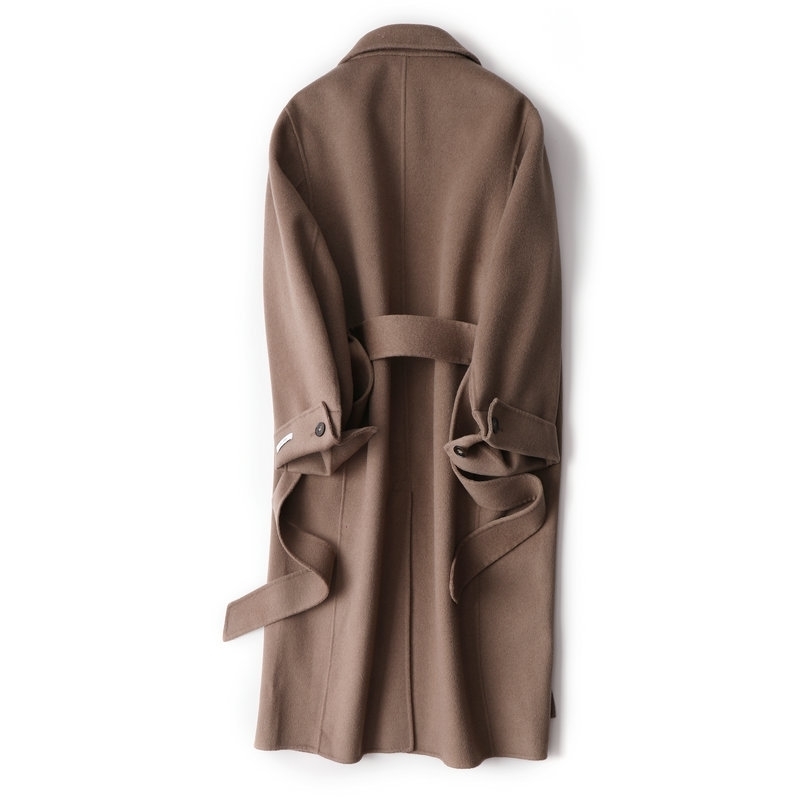 Mozuleva Double Sided Cashmere Coat Female Winter Korean Version Loose Long Wool Coat Coffee Color Strend 201103