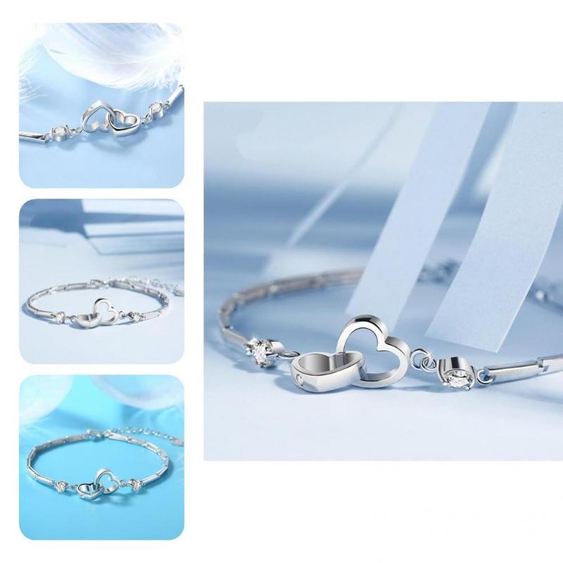 Bangle Bracelet Jewelry Fashion Durable Eye-catching Delicate Women Double Heart For Lover Hand Chain
Bangle Bracelet Jewelry Fashion Durable Eye-catching Delicate Women Double Heart For Lover Hand Chain