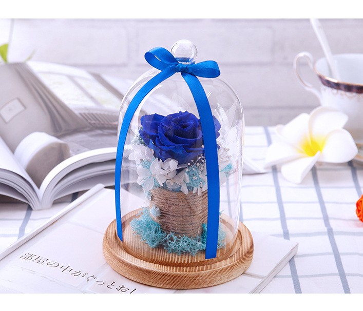 Preserved Valentines Day Gift Everlasting flower With Glass Cover Rose In Glass Dome Mother's Day Gift