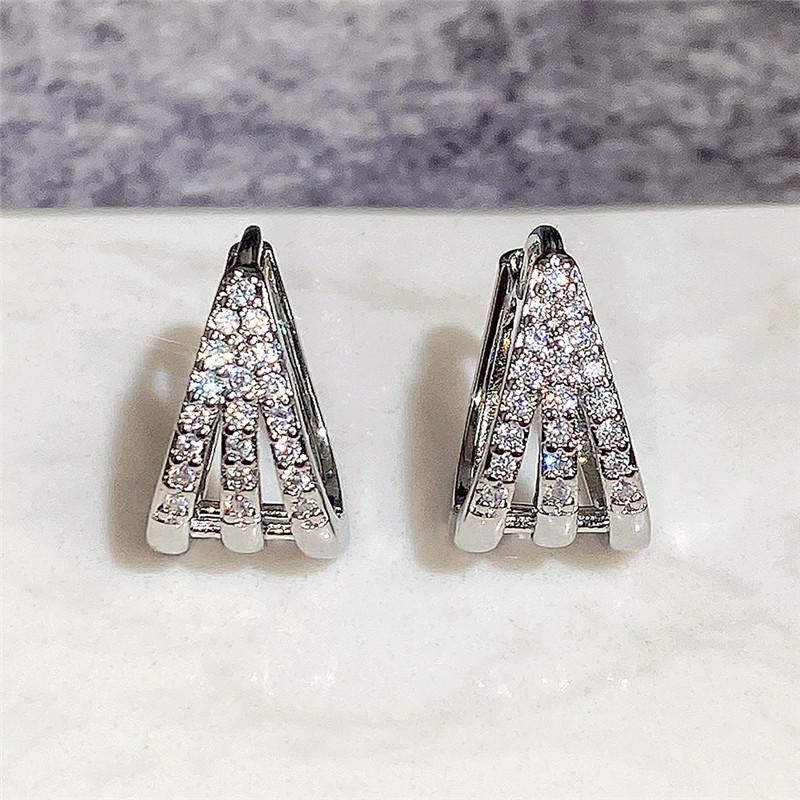 Hoop & Huggie Huitan 3 Rows Claw Design Earrings Women Silver Color White Cubic Zirconia Statement Luxury Wedding Trend Jewelry, Golden;silver
Hoop & Huggie Huitan 3 Rows Claw Design Earrings Women Silver Color White Cubic Zirconia Statement Luxury Wedding Trend Jewelry, Golden;silver