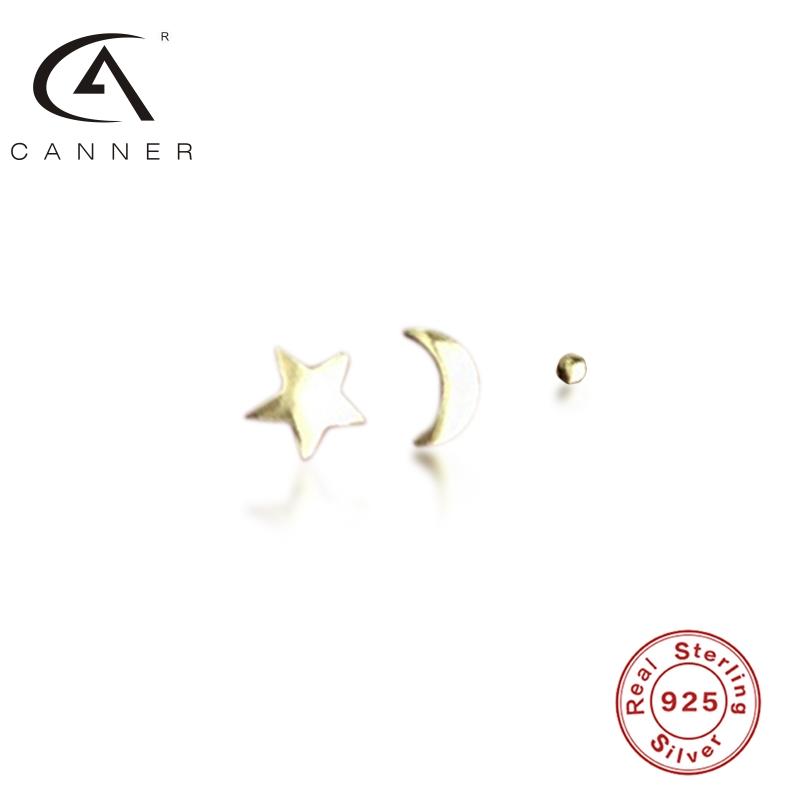 CANNER 925 Silver Earrings S925 Sterling Plata Piercing Stud Ear Rings Mini Star Moon 3pcs set Western Simple Women Pendientes
CANNER 925 Silver Earrings S925 Sterling Plata Piercing Stud Ear Rings Mini Star Moon 3pcs set Western Simple Women Pendientes
