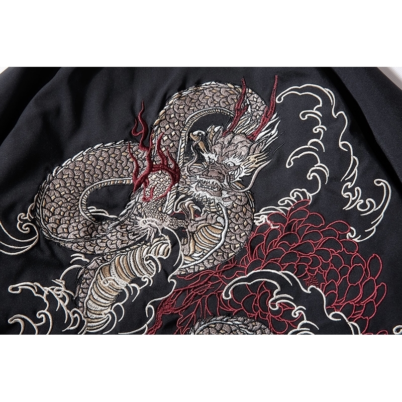 Bomber Jacket Men Chinese Dragon Embroidery Pilot Jacket Retro Punk Hip Hop Jacket Autumn Youth Streetwear High Street Hipster 201118
