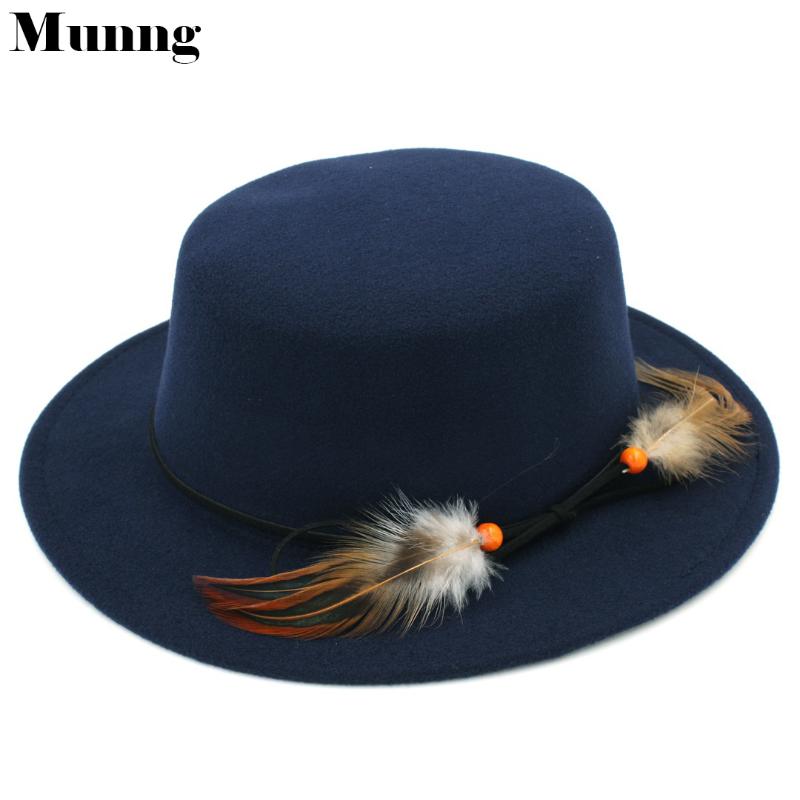 Munng New Women Wool Blend Boater Hat Flat Top Cap Wide Brim Feather Beading Wool Band, Black
Munng New Women Wool Blend Boater Hat Flat Top Cap Wide Brim Feather Beading Wool Band, Black