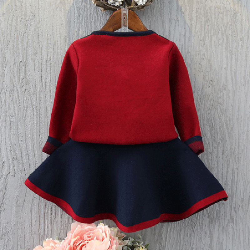 Humor Bear Spring Girl Clothes Sets Printed Children Clothing Sets Long Sleeve School Style Sweater Suit Autumn Kids ClothesX1019