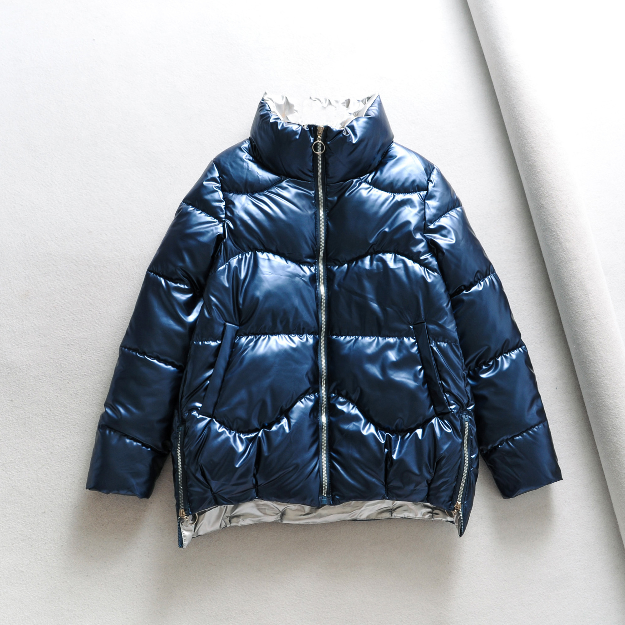 Women Winter Parkas Shiny Fabric Jackets Thick Warm Down Cotton Coats Solid Parkas Zipper Padded Pocket Cold Outwear 200928