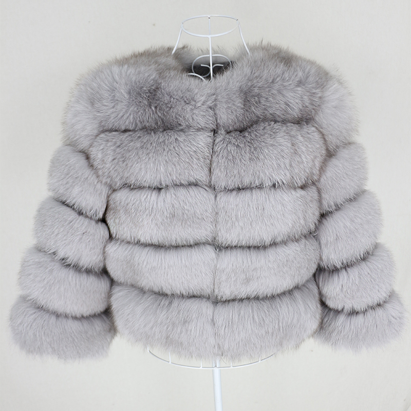 OFTBUY Winter Jacket Women Real Coat Natural Big Fluffy Fox Fur Outerwear Streetwear Thick Warm Three Quarter Sleeve 201212