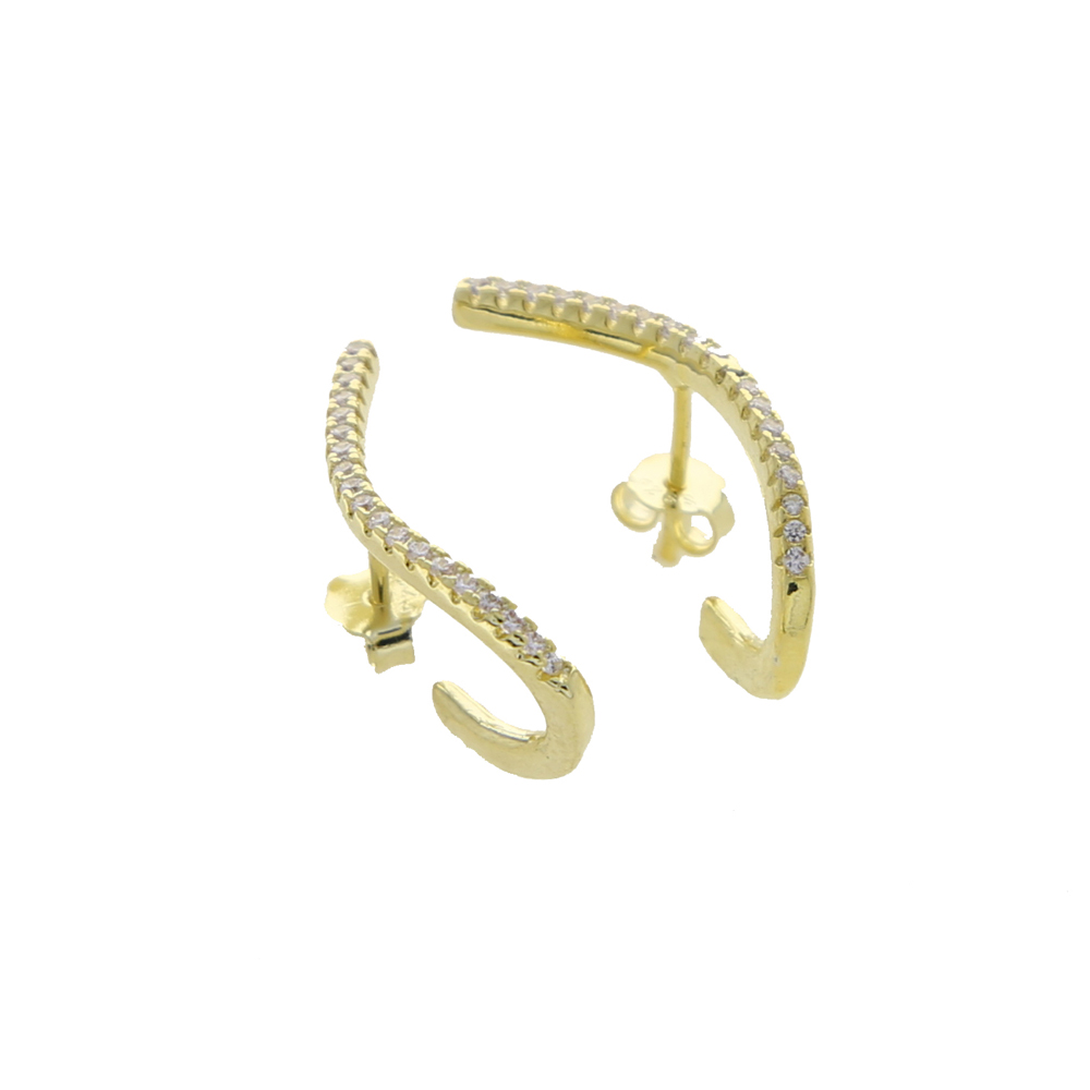 2021 Unique Design 5A CZ Bar Stud 925 Sterling Silver Anti Allergy Lovely Curved Bar Simple Geometric CZ Earring For Women Girls