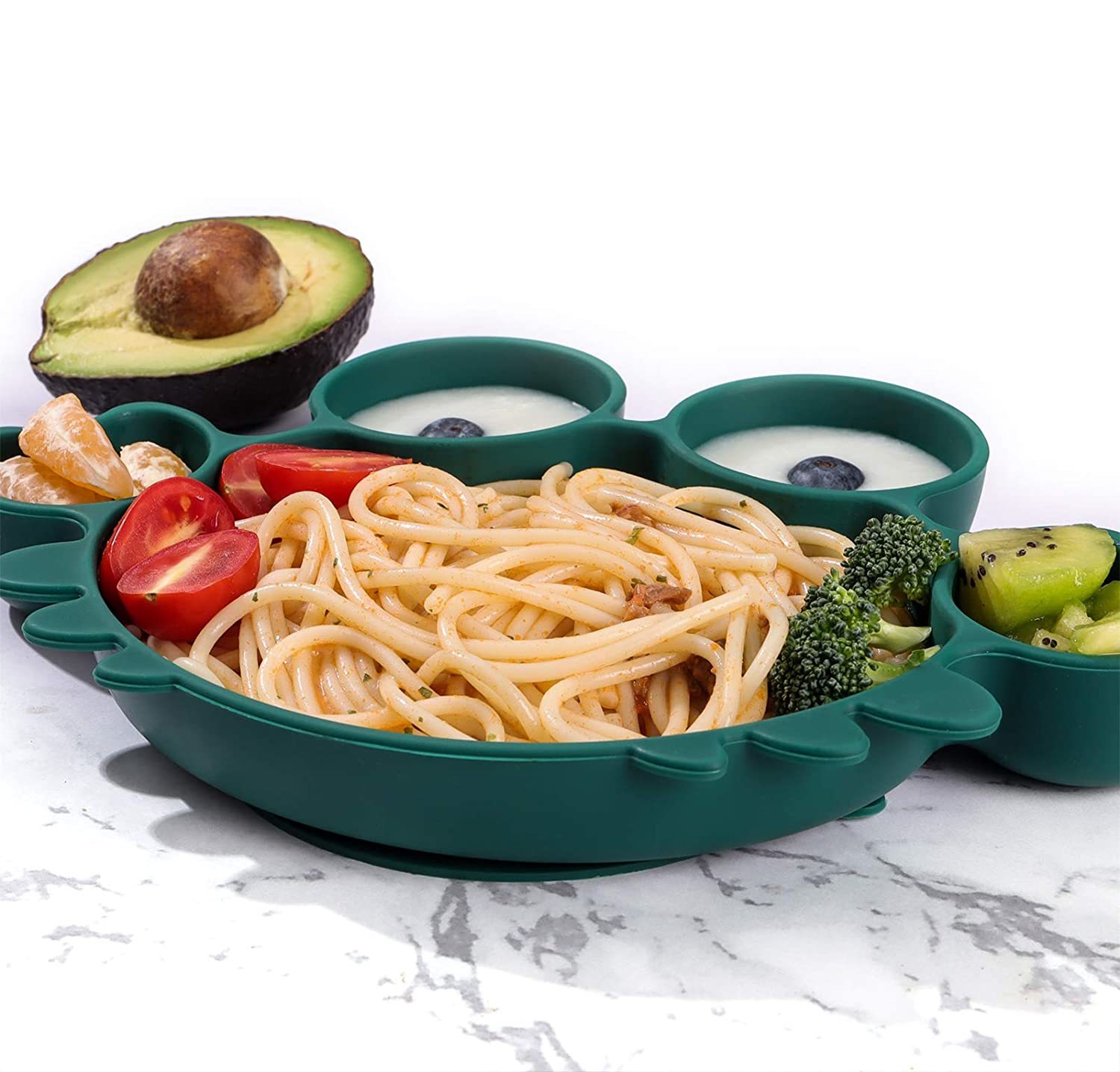 BPA Free Microwave Dishwasher Safe Crab-shape Silicone Suction Plate for Toddlers Self Feeding Training Divided Plate Dish Bowl LJ201221