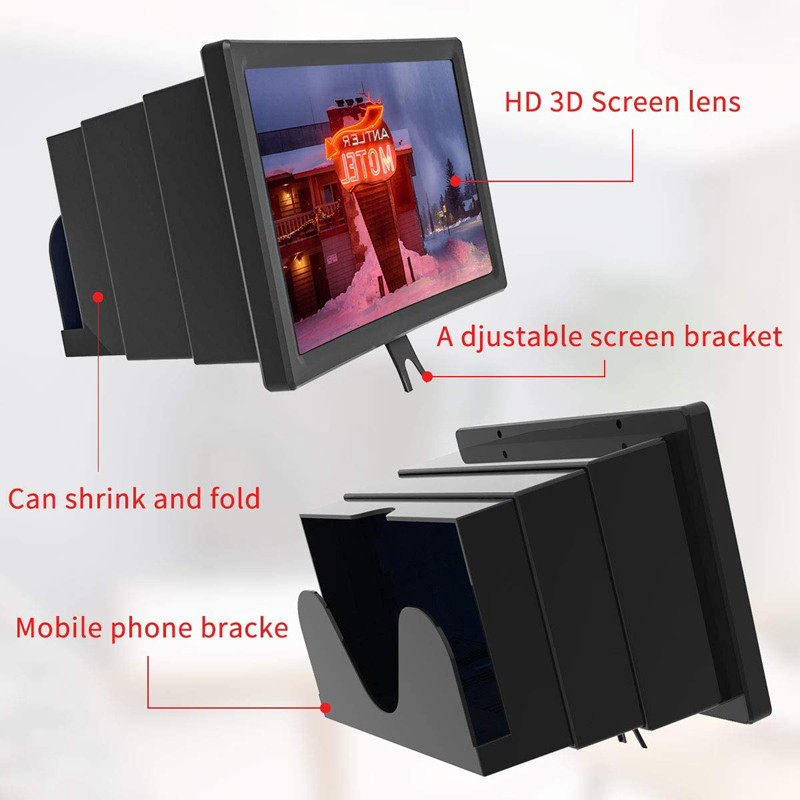 12in Mobile phone display enlarger 3D HD Phone Screen Magnifier Smartphone Desktop Bracket Retractable videos movies Amplifier ant