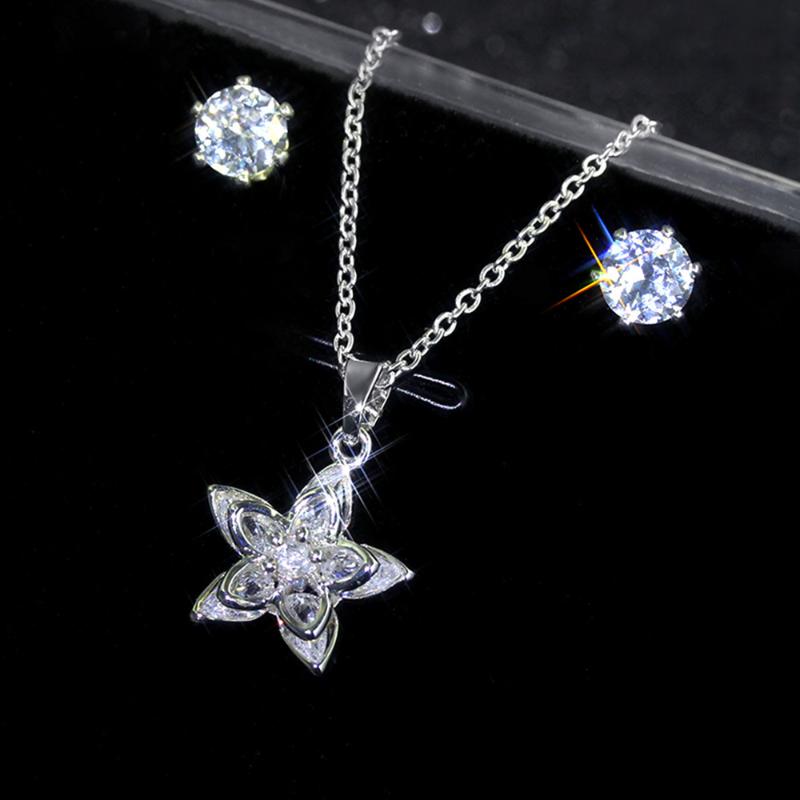 Earrings & Necklace Snowflake Jewelry Sets For Women White Gold Color Flower Zircon Wedding Engagement Wholesale KAS204, Silver
Earrings & Necklace Snowflake Jewelry Sets For Women White Gold Color Flower Zircon Wedding Engagement Wholesale KAS204, Silver