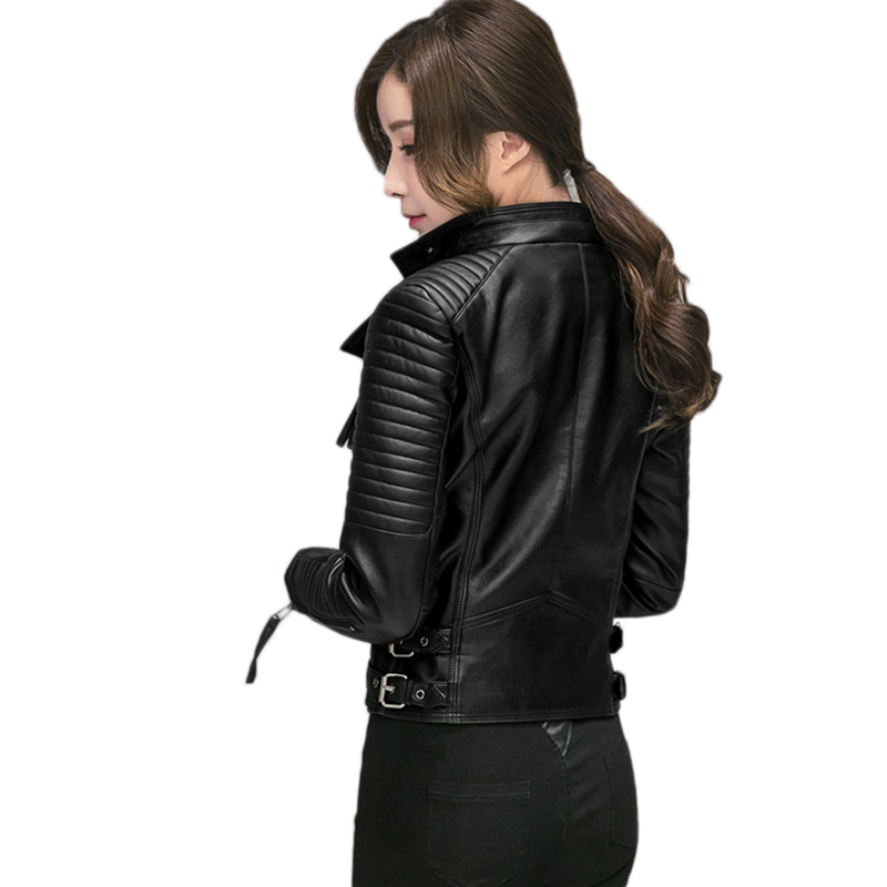Fitaylor Women Spring Autumn PU Leather Jacket Casual Slim Soft Moto Jacket Biker Faux Leather Jacket Women 201226