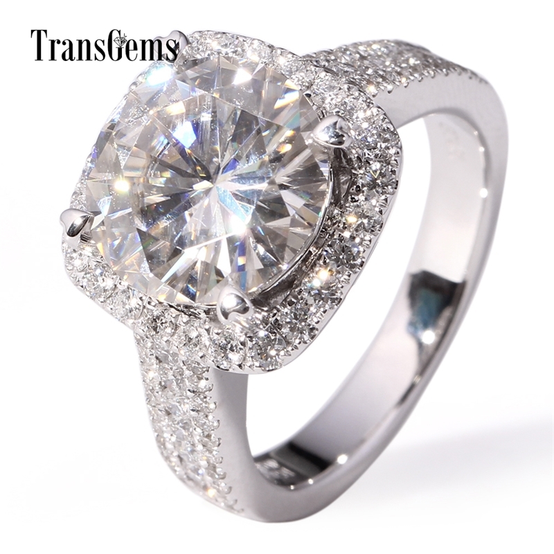TransGems 5 Carat Lab Moissanite Wedding Halo Ring moissanite Accents Solid 14K White Gold for Women Diamond Y200620
TransGems 5 Carat Lab Moissanite Wedding Halo Ring moissanite Accents Solid 14K White Gold for Women Diamond Y200620