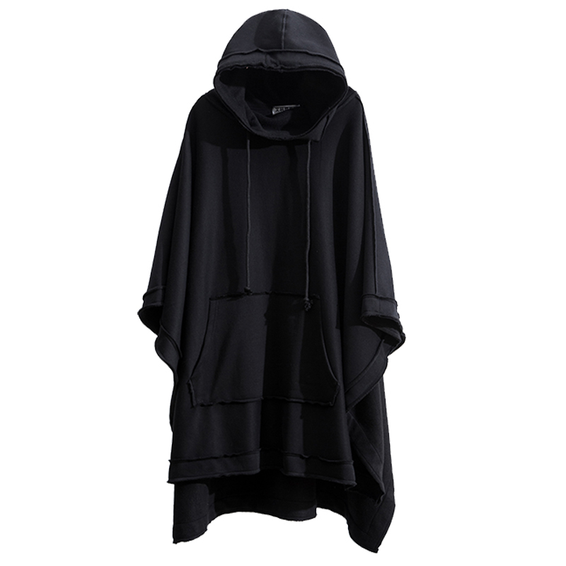 Autumn and winter men's loose Bat Cape National Dark mid-long fashion casual windbreaker hoodie jacket 201222