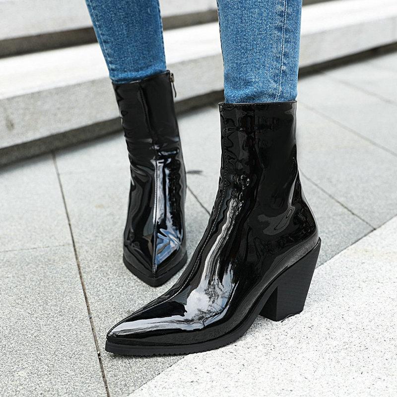 Autumn Women Boots Pu Leather Wedges Ankle Boots Fashion Pointed Toe Winter Zipper High Heel Woman Shoes 20201, Black
Autumn Women Boots Pu Leather Wedges Ankle Boots Fashion Pointed Toe Winter Zipper High Heel Woman Shoes 20201, Black