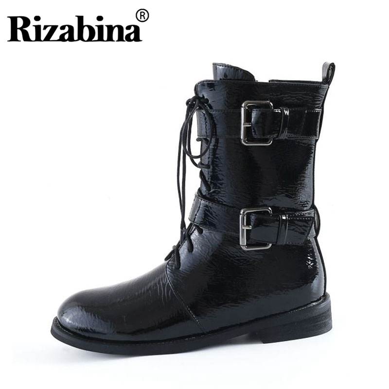 RizaBina Women Zipper Genuine Leather Mid Calf Boots Cross Strap Buckle Fashion Motorcycle Boots Footwear Short Size 34-44, Black
RizaBina Women Zipper Genuine Leather Mid Calf Boots Cross Strap Buckle Fashion Motorcycle Boots Footwear Short Size 34-44, Black