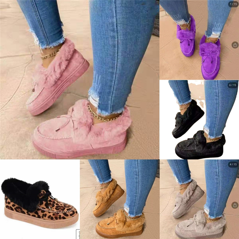 I50Az Fluff Mop Plush Mop Slide Yeah Snow Boots Cotton Plush Wedge Antiskid Elastic Plus Velvet Band Double Open Row Toe Yarn