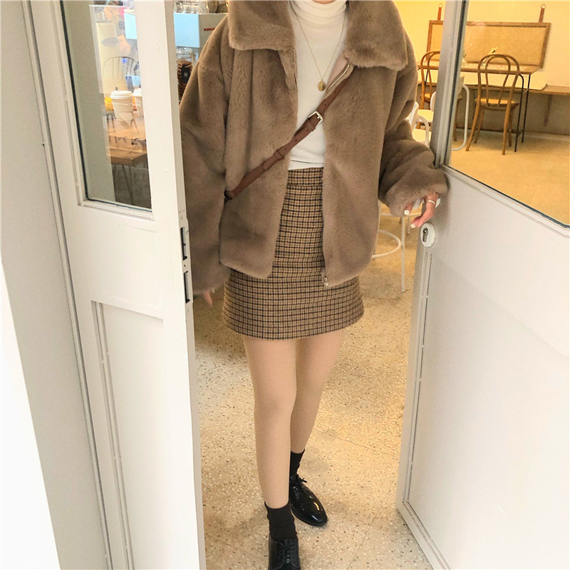 Women Winter Thick Faux Fur Coat Short Jacket Long Sleeve Thicken Warm Overcoat Loose Zipper Outwear