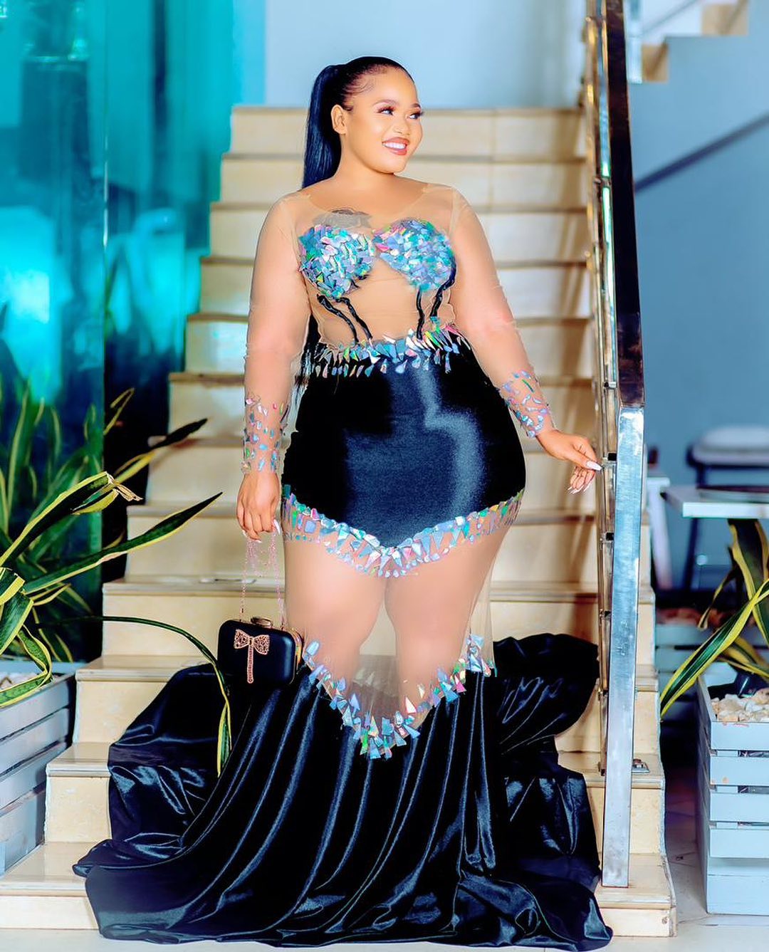 2022 Plus Size Arabic Aso Ebi Dark Navy Mermaid Prom Dresses Crystals Luxurious Evening Formal Party Second Reception Birthday Engagement Gowns Dress 