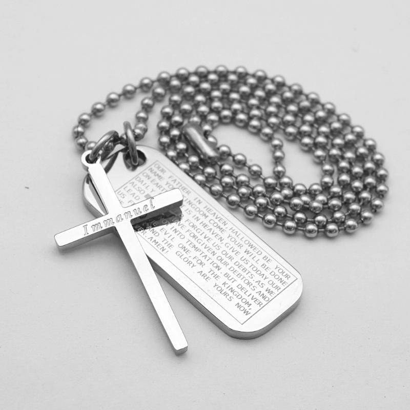 Stainless Steel Mens English Bible Dog Tag Cross Stainless Steel Pendant Bead Chain Necklace
Stainless Steel Mens English Bible Dog Tag Cross Stainless Steel Pendant Bead Chain Necklace