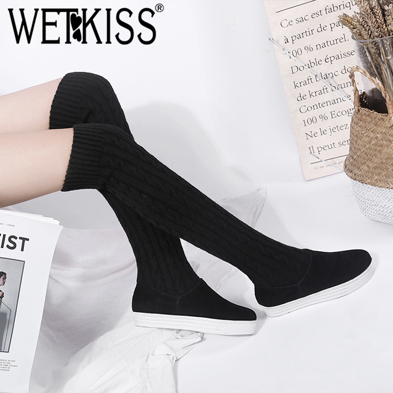 WETKISS Winter Stretch Women Boots Pointed Toe Knitting Flat With Footwear Over The Knee Girl Boot Elevator Platform Shoes Woman, Black
WETKISS Winter Stretch Women Boots Pointed Toe Knitting Flat With Footwear Over The Knee Girl Boot Elevator Platform Shoes Woman, Black