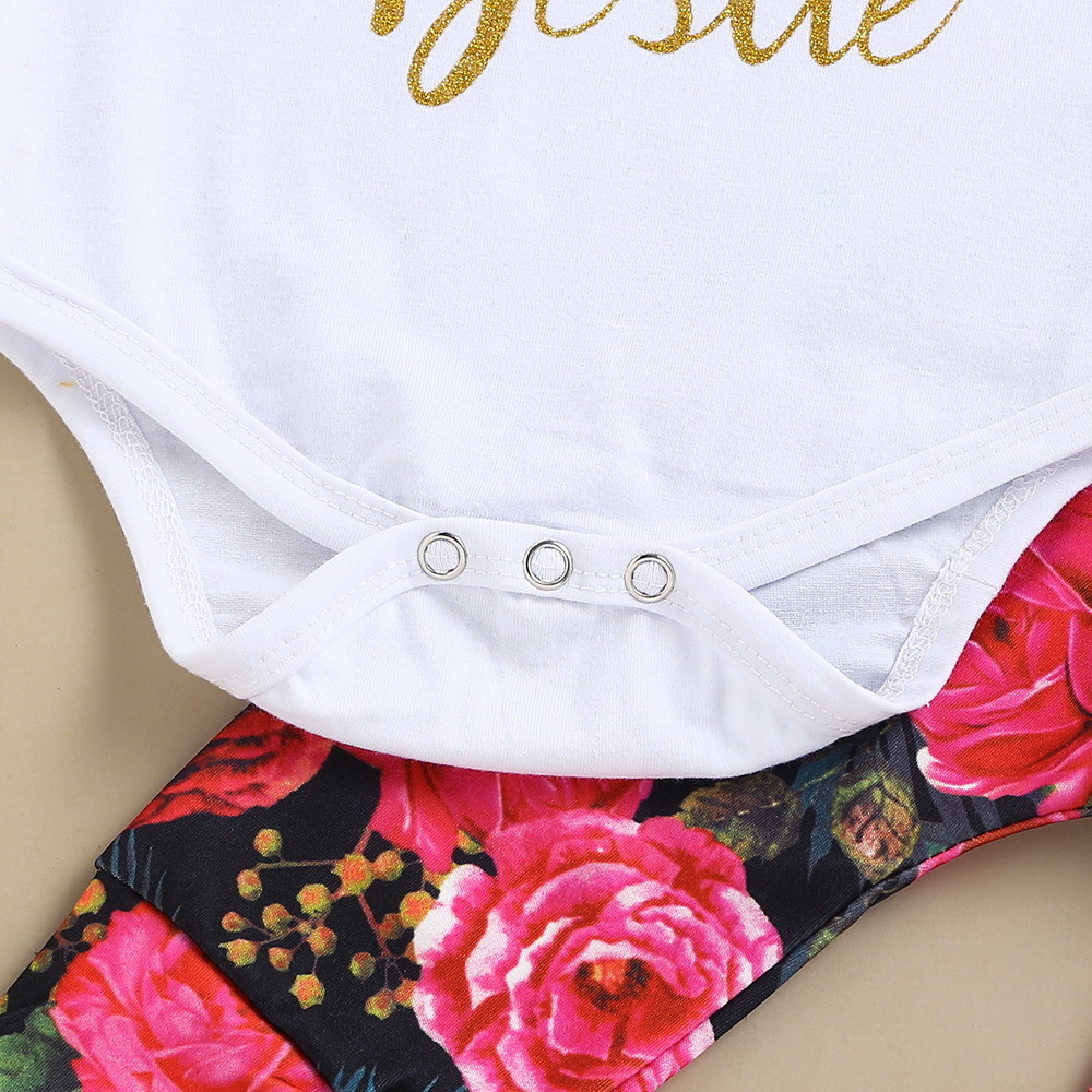 2020 Baby Summer Clothing Newborn Baby Girl Clothes Short Sleeve Romper Floral Pants Headband Cotton Outfit for 0- LJ201223