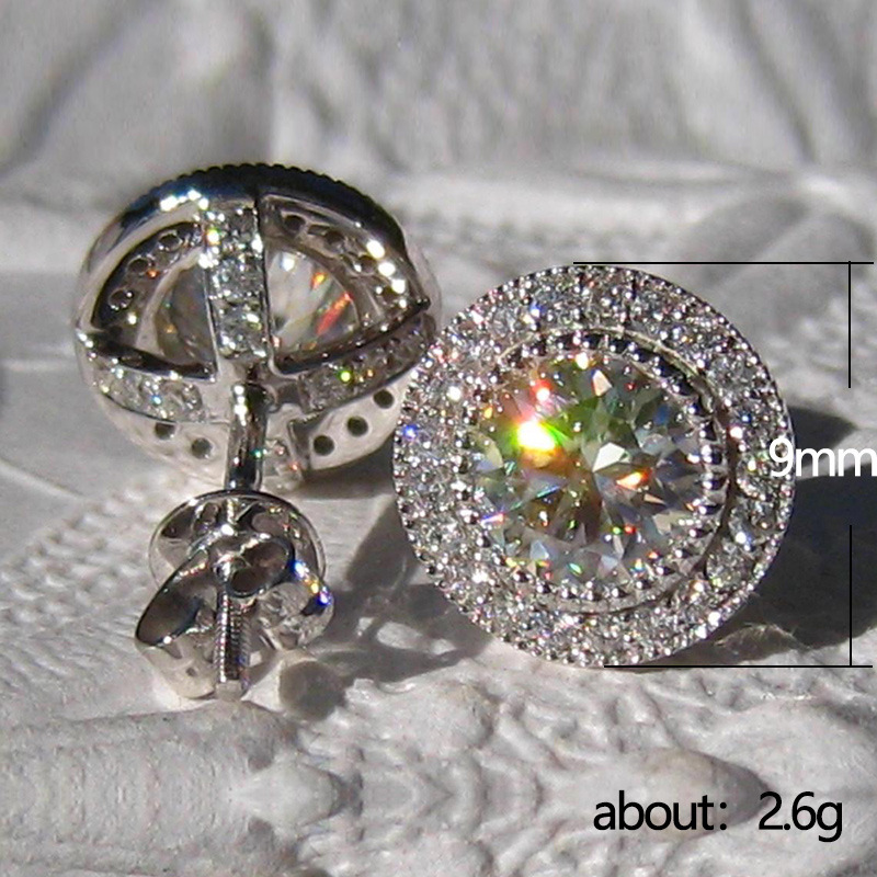 Charming Women Earrings Jewelry 18K White Gold Plaed Sparkling CZ Round Studs Earrings Nice Jewelry