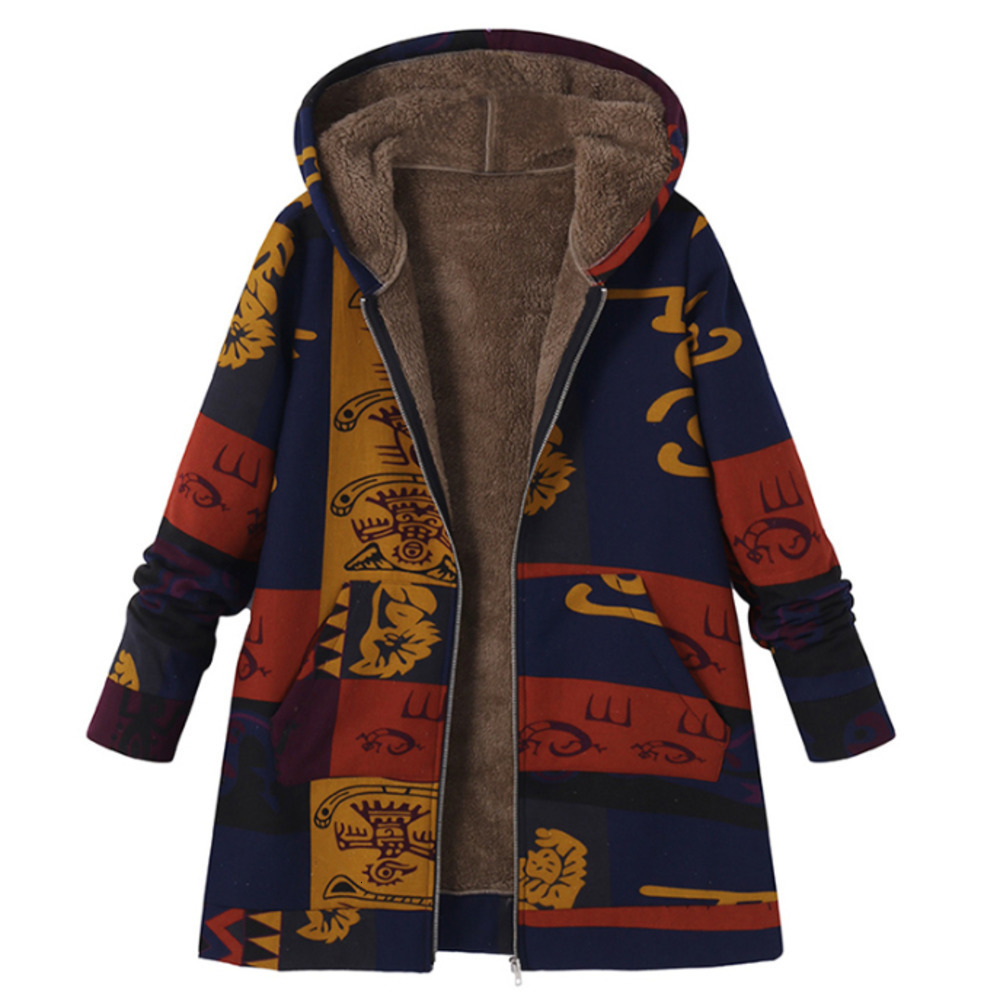 Women's Autumn Jacket Women Female Windbreaker Leather Jacket Coat Floral Print Hooded Pockets Vintage Coats Herbst Jacke Damen 201021