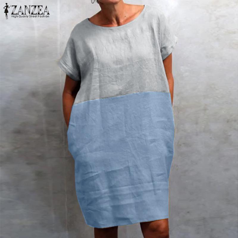 ZANZEA Vintage Pacthwork Cotton Linen Dress Women Summer Short Sleeve Shirt Vestido Loose Casual Color Block Work Sundress 5XL, Navy
ZANZEA Vintage Pacthwork Cotton Linen Dress Women Summer Short Sleeve Shirt Vestido Loose Casual Color Block Work Sundress 5XL, Navy