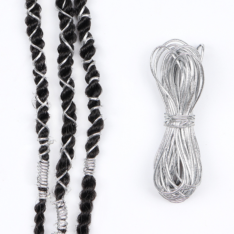 5 Pcs Dreadlock Beads Braids Hair Accessories Braiding Hair Styling Shimmer Stretchable Braiding Hair Strings Long 1 Mpc