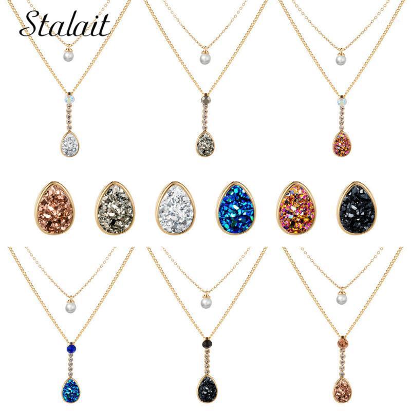 Natural Stone Pendant Necklace With Chain For Women Water Drop Druzy Double Layer Gold Pearl Crystal Necklace Beads Jewelry1
Natural Stone Pendant Necklace With Chain For Women Water Drop Druzy Double Layer Gold Pearl Crystal Necklace Beads Jewelry1