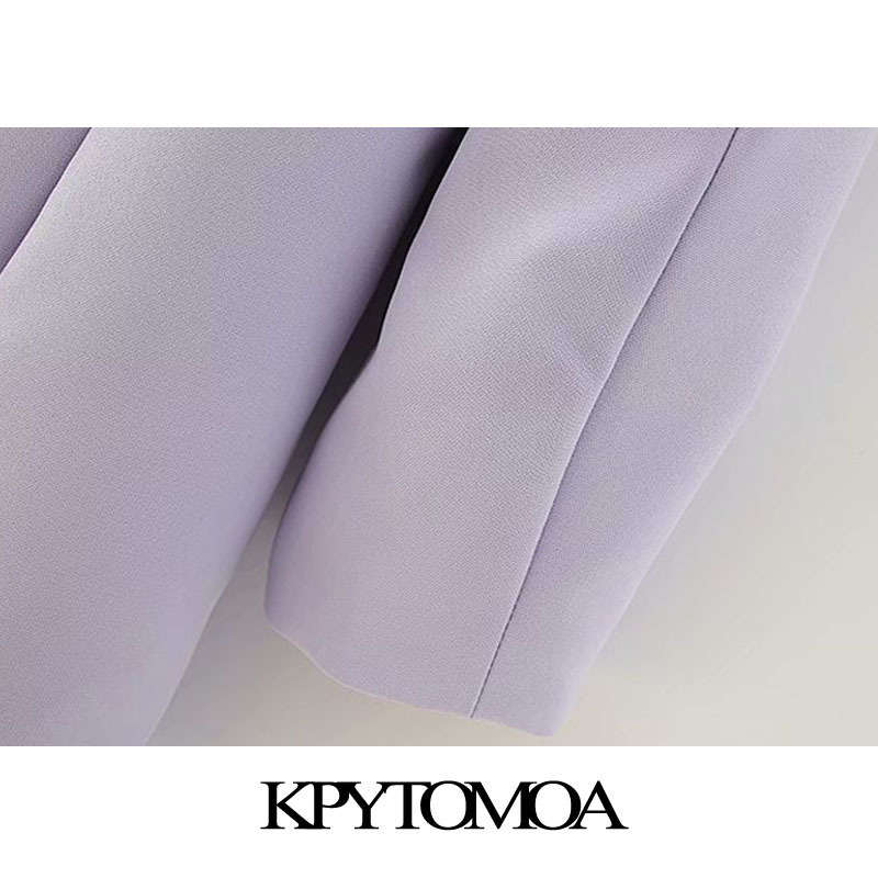 KPYTOMOA Women Fashion Double Breasted Longline Blazers Coat Vintage Long Sleeve Pockets Female Outerwear Chic Tops 201102