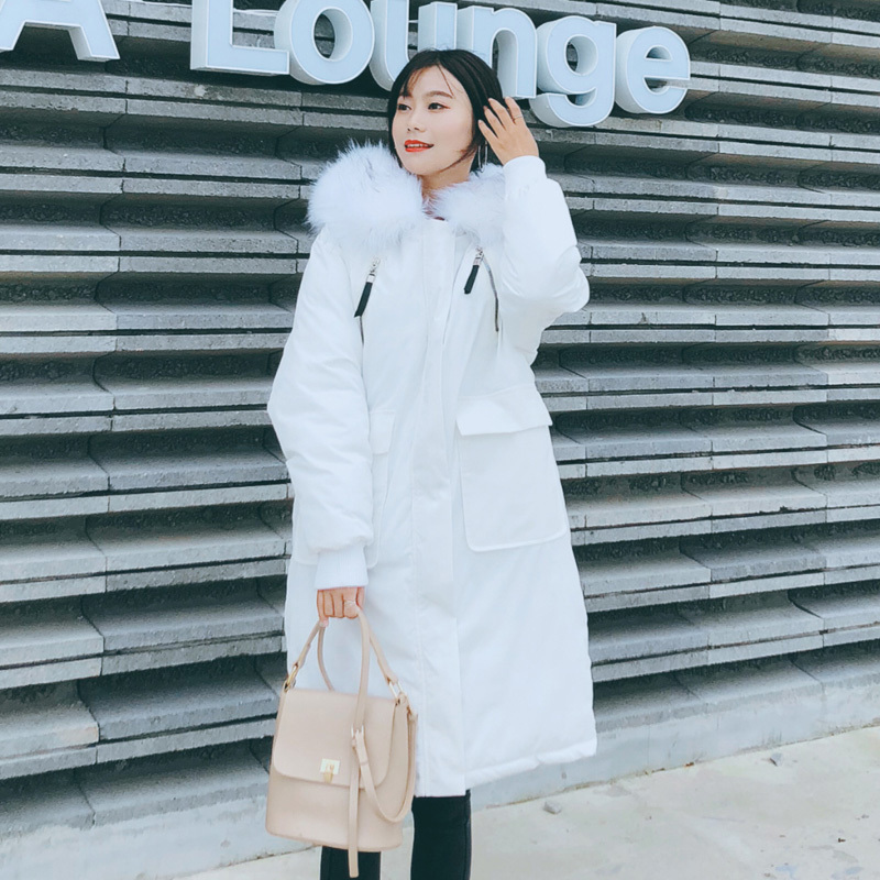 Thicken Warm Fur Collar Winter Jacket Women Casual Medium Long Hooded Coat Female Office Lady 201027