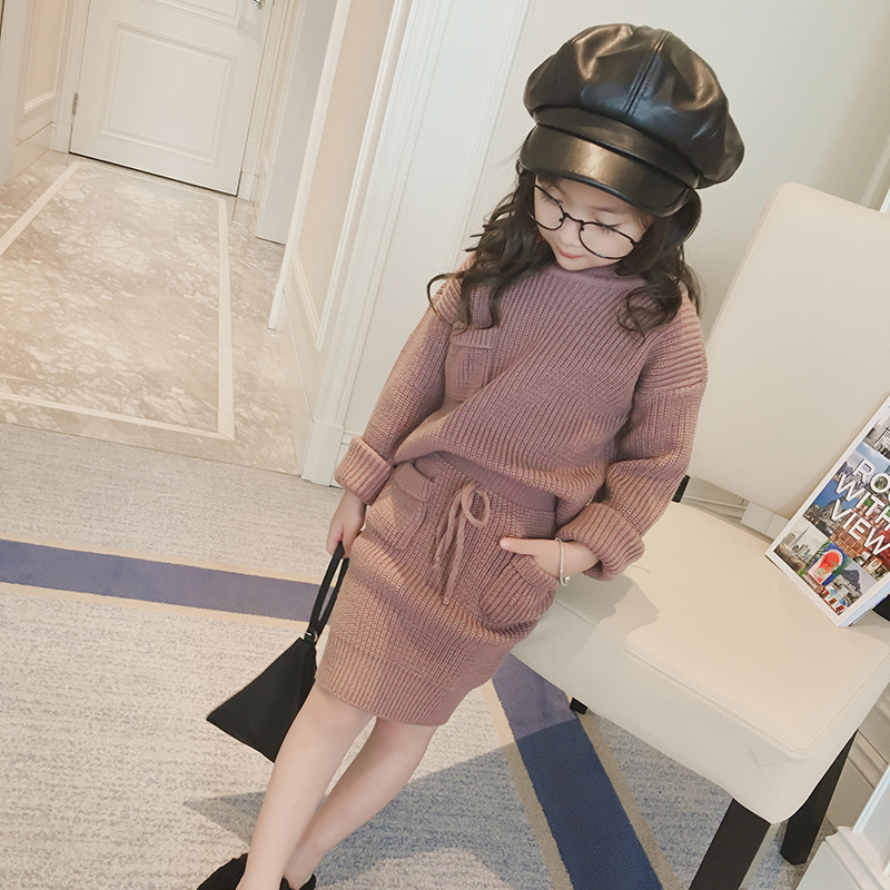 Toddler New Autumn Baby Suit Kids Set Children Sweater Skirt Girl Winter Sweaters Set Girls Clothes Two Piece Suit,#3707 201031