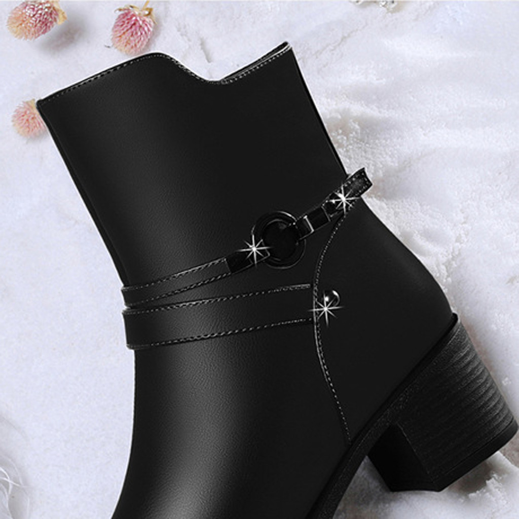 Elegant Women's Ankle Boots Leather Short Boot Lady Winter High Heel Wedding Party Formal Dress Shoes England Style Y200115