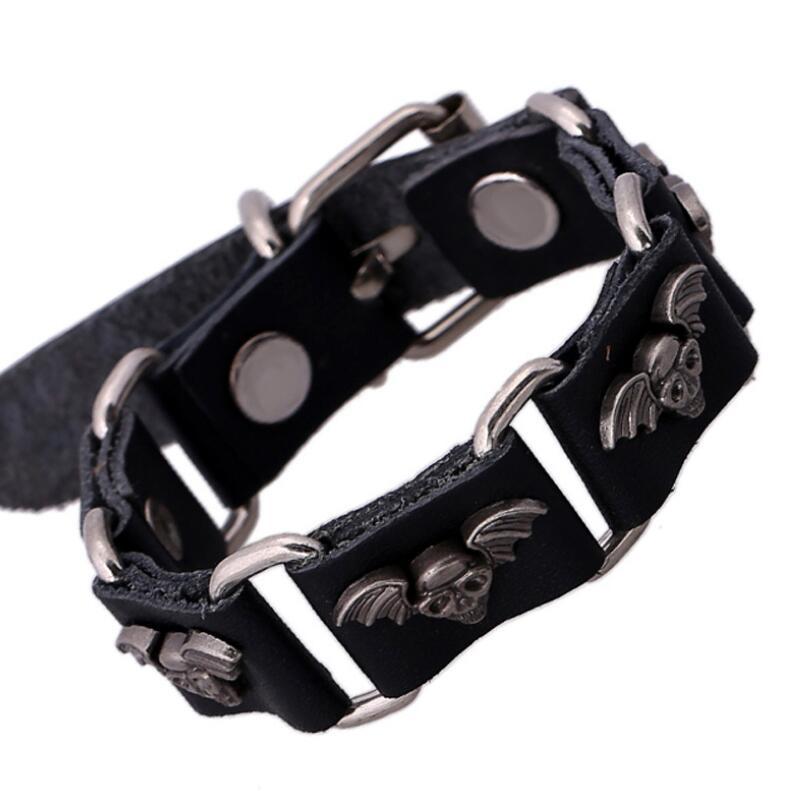 Gothic Punk Rock Skull Jewelry Fashion Black Leather Metal Skeleton Charms Wristbands Bangle Wrap Men Women Hiphop 
Gothic Punk Rock Skull Jewelry Fashion Black Leather Metal Skeleton Charms Wristbands Bangle Wrap Men Women Hiphop
