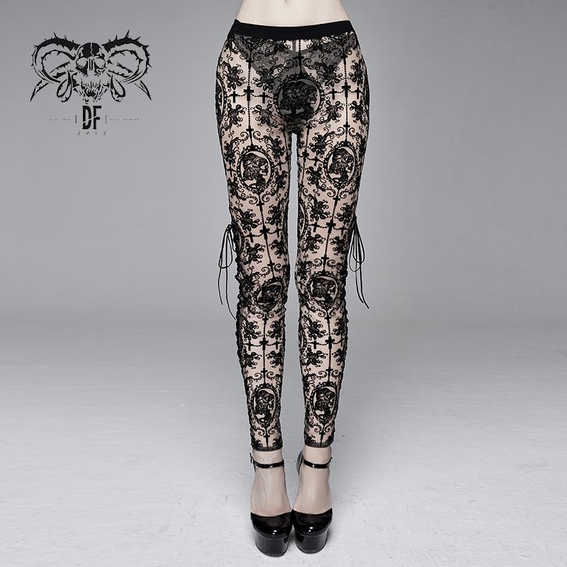 Devil Fashion Women's Gothic Lace Leggings Sexy Perspective Hollow Club Leggings Trousers, Black
Devil Fashion Women's Gothic Lace Leggings Sexy Perspective Hollow Club Leggings Trousers, Black