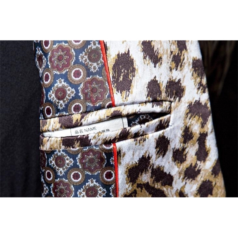 PYJTRL Tide Men Plus Size DJ Night Club Leopard Print 2 Pieces Set Mens Suits With Pants Stage Singers Costume Casual Suit 201106